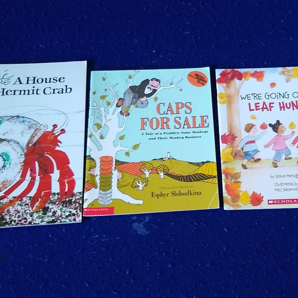 We're going on a Leaf Hunt + House for Hermit Crab + Caps for Sale